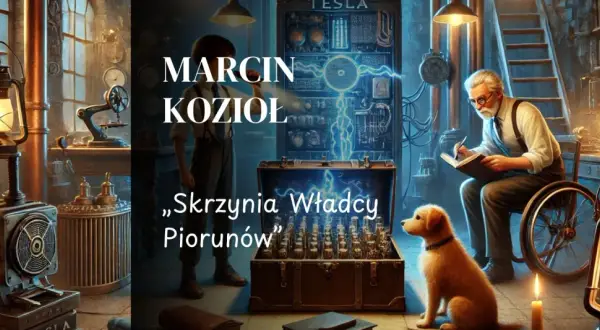 Marcin Kozioł i jego "Skrzynia Władcy Piorunów" - tajemnicze laboratorium pełne wynalazków, starych lamp i psiego towarzysza.