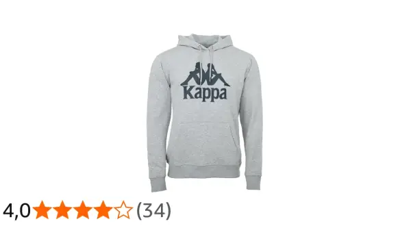 Szara bluza z kapturem marki Kappa, z charakterystycznym logo. To popularna marka odzieżowa, znana z komfortu i stylu.
