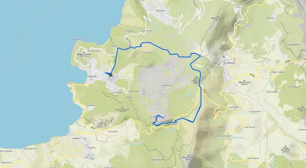 Mapa szlaków na Elbie: trasa z Bagnaia przez Monte Garbare do Rio nell'Elba to świetna opcja, jakie trasy na wyspie Elba są najlepsze dla rodzin z dziećmi.
