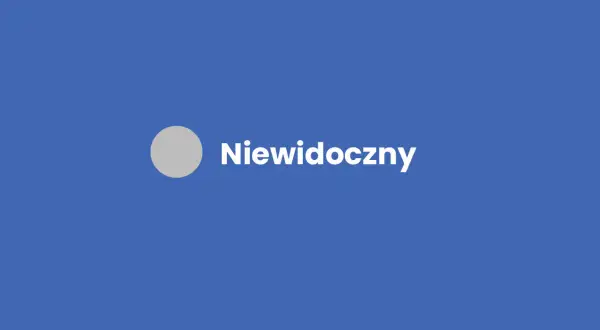Szary okrąg i napis "Niewidoczny" na niebieskim tle. Czy można na Messengerze być niewidocznym?