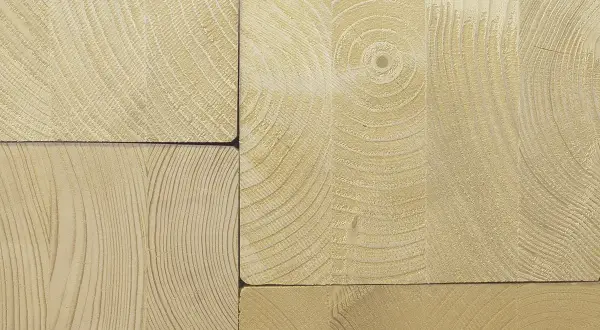 Zbliżenie na słoje drewna, ukazujące jego naturalną strukturę. Potwierdza to wytrzymałość belki drewnianej 10x10.