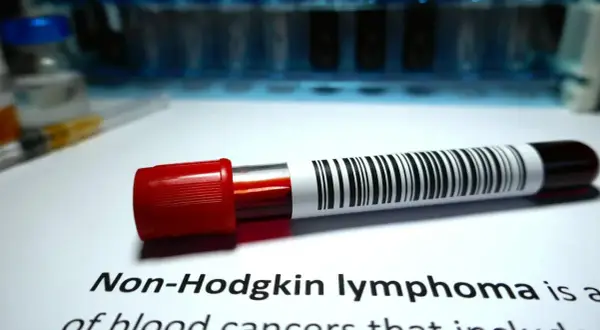 Blutprobe mit Barcode für Non-Hodgkin-Lymphom-Forschung. Neue Therapieansätze werden erforscht.