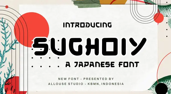 Introducing SUCHOIY, a new font with a distinct Japanese font style. This design features bold lettering and artistic elements.