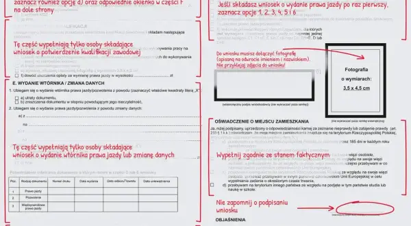 Wniosek o wydanie prawa jazdy lub jego wtórnika. Wypełnij formularz, dołącz zdjęcie 3,5x4,5 cm i potwierdzenie opłaty.