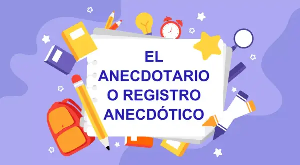 Un anecdotario infantil con libros, lápices y una mochila. Ideal para registrar momentos especiales.