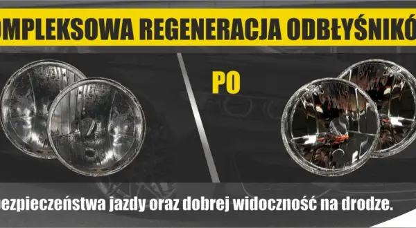 Przed i po regeneracji odbłyśników samochodowych. Lepsza widoczność i bezpieczeństwo na drodze dzięki odnowionym reflektorom.