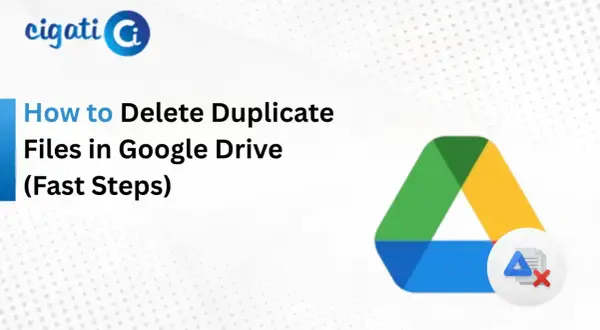 Learn how to delete duplicate files in Google Drive with these fast steps. The image shows the Google Drive logo and a graphic indicating file deletion.