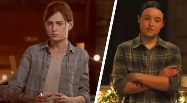 Ellie und Abby, Charaktere aus "The Last of Us", im Split-Screen-Format. Ein Stream-Moment, der ihre unterschiedlichen Stimmungen zeigt.