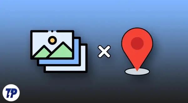 Stack of photos next to a location pin, symbolizing geotagging or adding location data to images.
