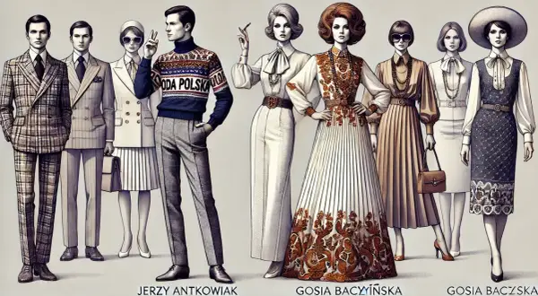 Elegancka kolekcja od polskiej projektantki mody. Modele prezentują styl retro, od garniturów po zwiewne suknie.