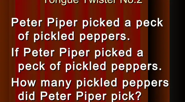 El trabalenguas "Peter Piper picked a peck of pickled peppers" y su pregunta sobre cuántos recogió.
