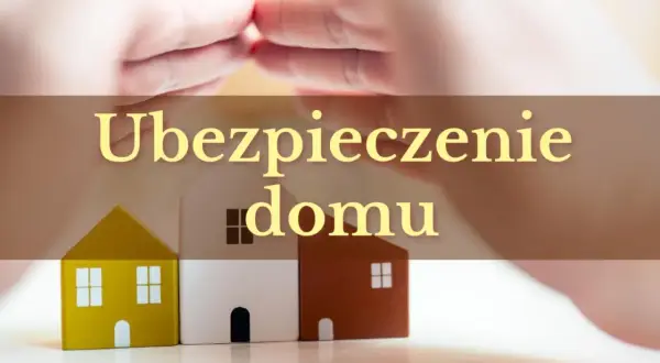 Dwie dłonie chroniące trzy domki symbolizujące ubezpieczenie budowy domu.