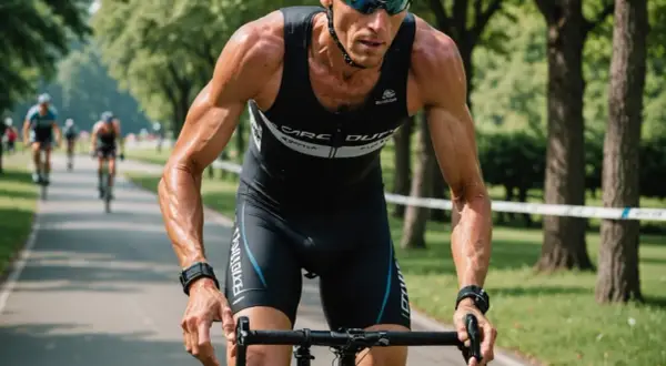 Intensywny wysiłek na rowerze podczas zawodów. To właśnie triathlon co to za dyscyplina sportowa, która łączy pływanie, jazdę na rowerze i bieg.
