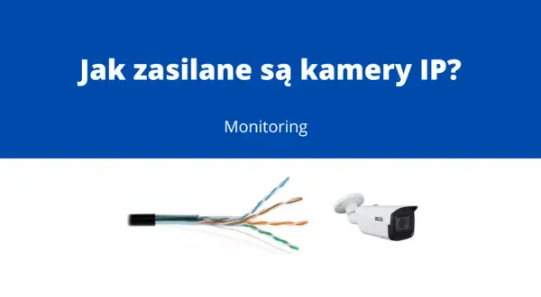 Zasilanie kamery wifi: przewód sieciowy i biała kamera IP BCS.