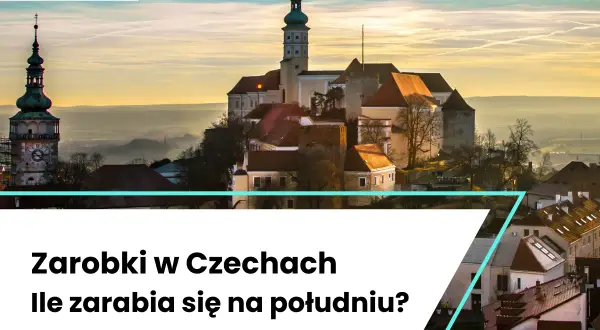 Zarobki w Czechach: malowniczy widok na miasto i pytanie o zarobki na południu kraju.