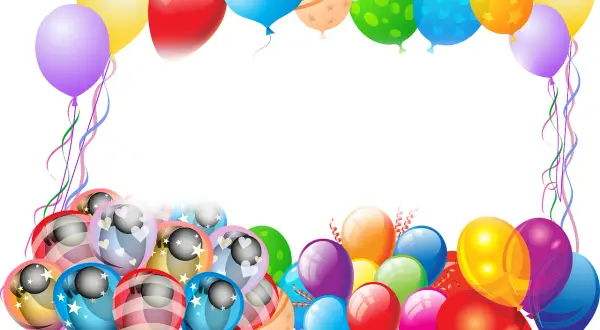Kolorowe balony tworzą radosną ramkę, idealną na karnawałowe przyjęcie.