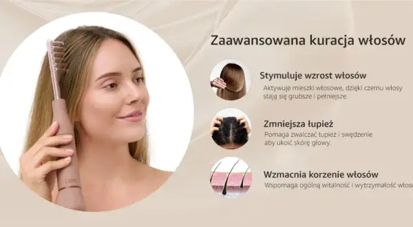 Kobieta stosuje darsonwalizację włosów, by stymulować ich wzrost, zmniejszyć łupież i wzmocnić korzenie.
