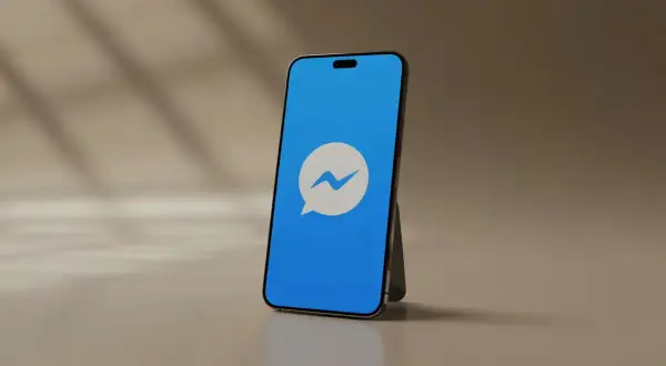 Telefon z ikoną Messengera. Dowiedz się, jak ukryć osobę na Messengerze, by zachować prywatność.