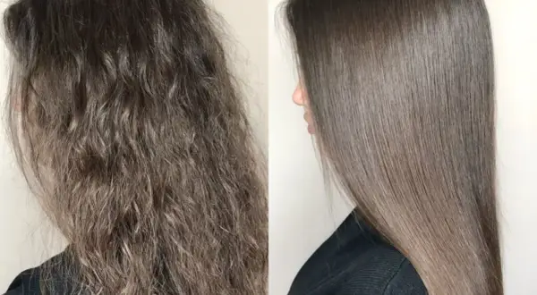Antes y después: pelo encrespado y sin vida vs. pelo liso y brillante. Descubre cómo quitar el frizz del pelo para un resultado espectacular.