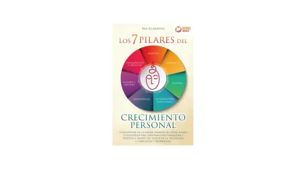 Portada del libro "Los 7 pilares del crecimiento personal" de Ben Klarstein, con un diagrama circular que ilustra los pilares de la vida.