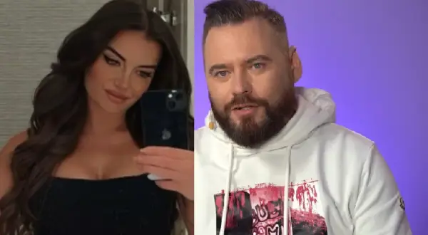 Natalia Janoszek i jej afera w mediach. Uśmiechnięta influencerka robi selfie, obok niej mężczyzna w bluzie.