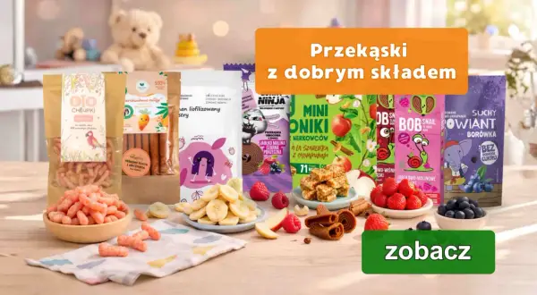 Zdrowe przekąski dla dzieci: chrupki, liofilizowane owoce, rolki z jabłka i maliny. Idealny koperek dla dzieci.
