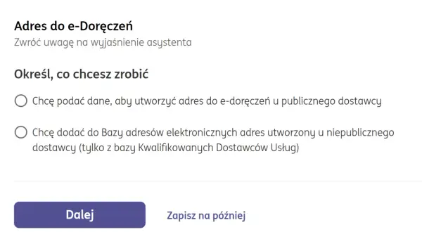 Ceidg co to? Wybierz opcję: utworzyć adres do e-doręczeń u publicznego dostawcy lub dodać adres z bazy niepublicznych dostawców.