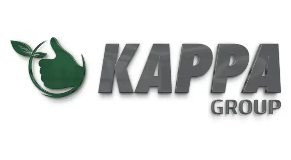 Zielony kciuk w górę z listkiem i napis KAPPA GROUP. Czy to dobra firma? Wygląda obiecująco!
