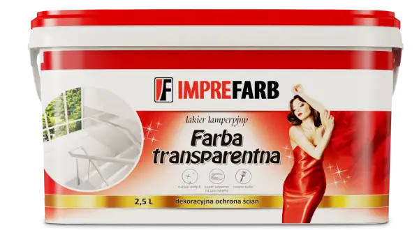 Imprefarb lakier lamperyjny matowy. Transparentna farba do dekoracji i ochrony ścian, nadaje połysk i jest super odporna na szorowanie.