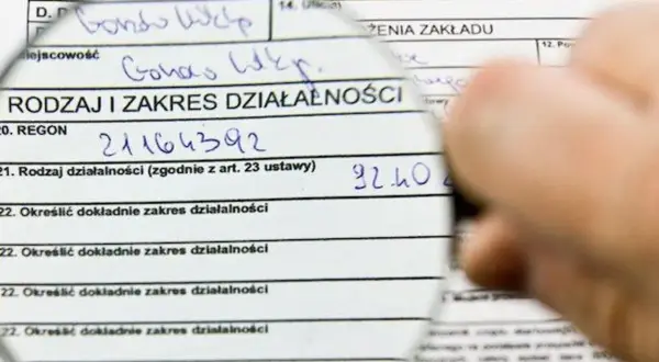 Pod lupą formularz podatkowy, gdzie wpisano dane dotyczące działalności gospodarczej. Może to być związane z wyborem formy opodatkowania, np. podatek liniowy.