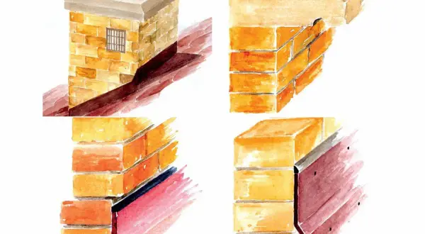 Ilustracja pokazuje montaż uszczelniacza do komina, zapewniającego szczelność połączenia z dachem.
