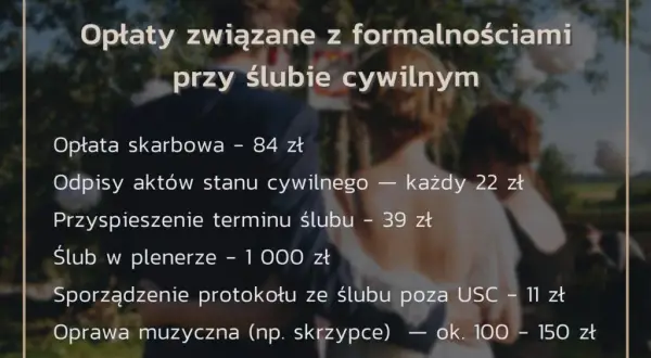 Ślub cywilny: Dokumenty, opłaty i procedura krok po kroku