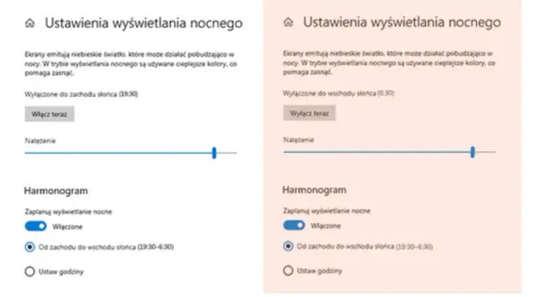 Wyświetlanie nocne Windows 10: Jak włączyć filtr niebieskiego światła?