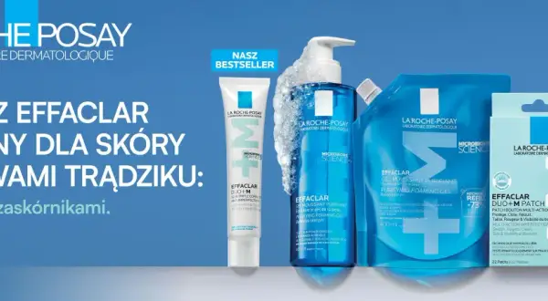 Linia Effaclar od La Roche-Posay: żel, krem i plastry na pryszcze i zaskórniki dla skóry z objawami trądzikowymi.