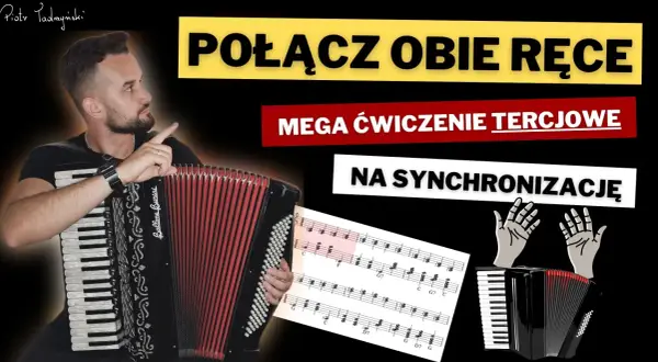 Piotr Padmyński pokazuje, jak zagrać "Sto lat" na pianinie, ćwicząc synchronizację rąk.