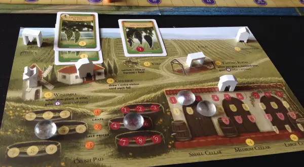 Plans for viticulture: sadzonki winorośli, młyn, winnica i piwnice.