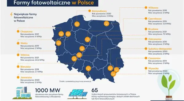 Gdzie są największe farmy fotowoltaiczne w Polsce? Ranking i mapa