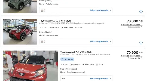 Toyota Aygo X 1.0 VVT-i Style. Zastanawiasz się, czy toyota aygo rozrząd pasek czy łańcuch? Te auta z 2025 roku mają manualną skrzynię i silnik benzynowy.