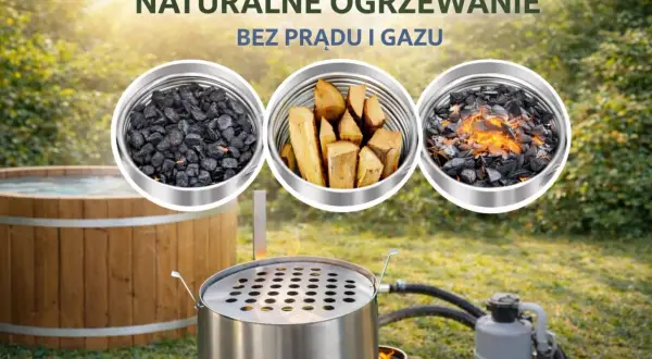 Naturalne ogrzewanie basenu koza: węgiel, drewno i żar. Ekologiczne rozwiązanie bez prądu i gazu.