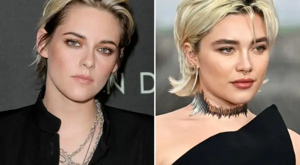 Kristen Stewart e Florence Pugh con un bixie cut medio, acconciature audaci e look da red carpet.