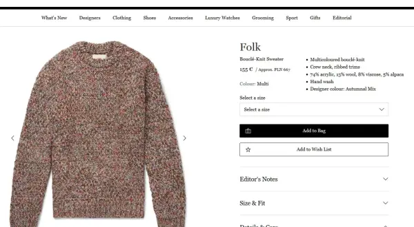 Wielokolorowy sweter Folk z domieszką akrylu. Czy akryl to dobry materiał na sweter? Ten model ma 74% akrylu, 13% wełny, 8% wiskozy i 5% alpaki.