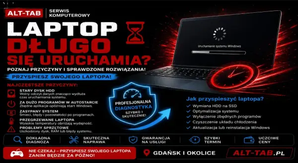 Twój laptop z Windows 10 uruchamia się długo? Poznaj przyczyny i przyspiesz go! Profesjonalna diagnostyka i skuteczne rozwiązania.