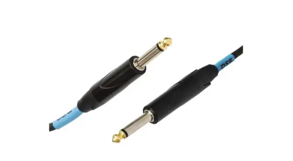 Dwa wtyki jack 6,3 mm z pozłacanymi końcówkami, idealne jako kabel do gitary elektrycznej.