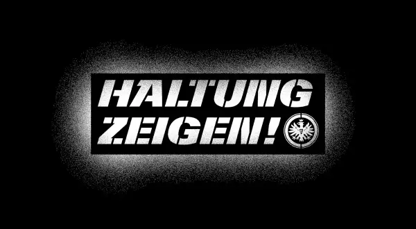 Haltung zeigen!" – ein starkes Zeichen gegen Rassismus, mit einem Adler-Symbol.