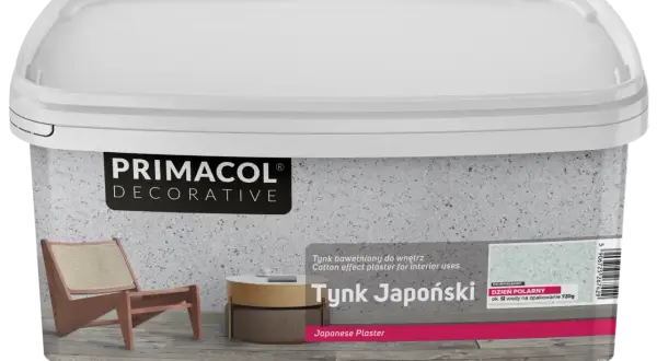 Tynk Japoński Primacol – dekoracyjna farba przeciw wilgoci. Idealna do wnętrz, nadaje efekt bawełny.