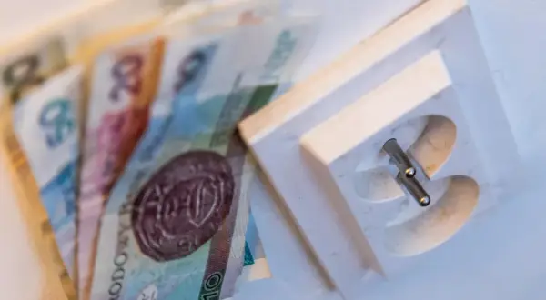 Pieniądze obok gniazdka elektrycznego. Chcesz wiedzieć, jak sprawdzić rachunek za prąd PGE?