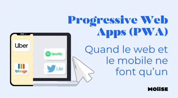 Icônes d'applications comme Uber, Spotify et Trivago sur un écran, illustrant le concept de pwa app store.