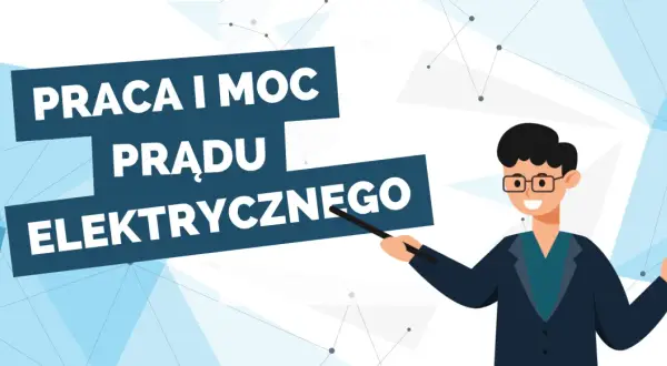 Uśmiechnięty nauczyciel wyjaśnia wzór na moc prądu elektrycznego.