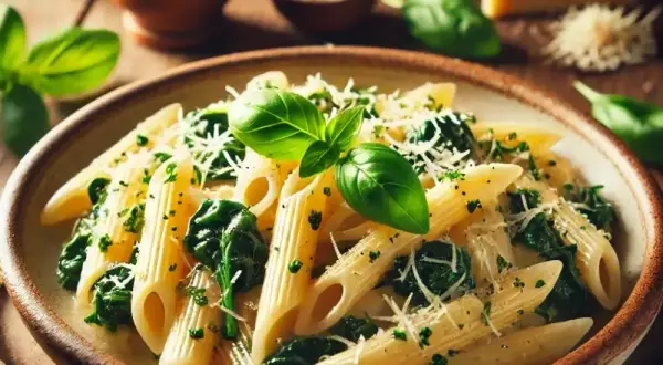 Penne ze szpinakiem i serem: Sekret kremowego smaku w 15 minut
