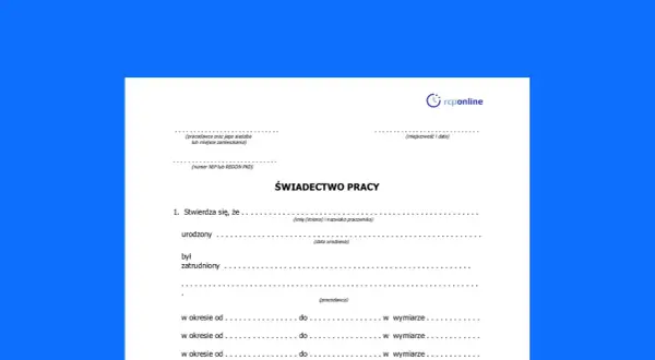Świadectwo pracy, dokument potwierdzający zatrudnienie na umowie zlecenie, zawiera dane pracodawcy i pracownika.